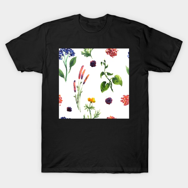 Seamless plants pattern. Floral decorative illustration T-Shirt by Olga Berlet